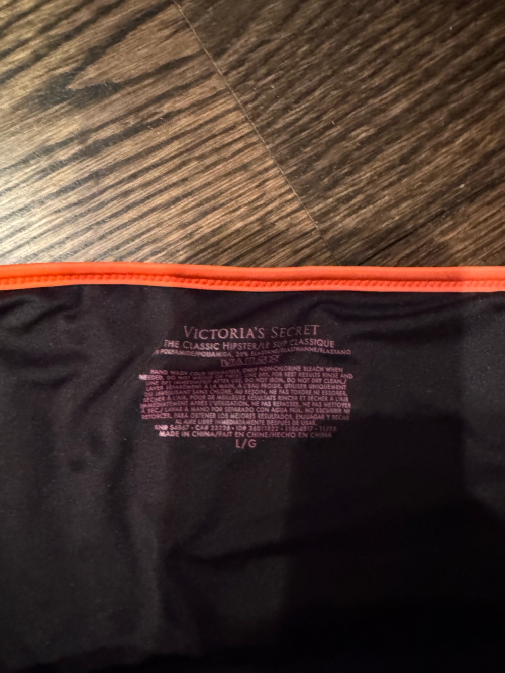 Victoria's Secret Black Bikini Bottom with Pink, Orange & Cream Trim - Picture 2 of 4